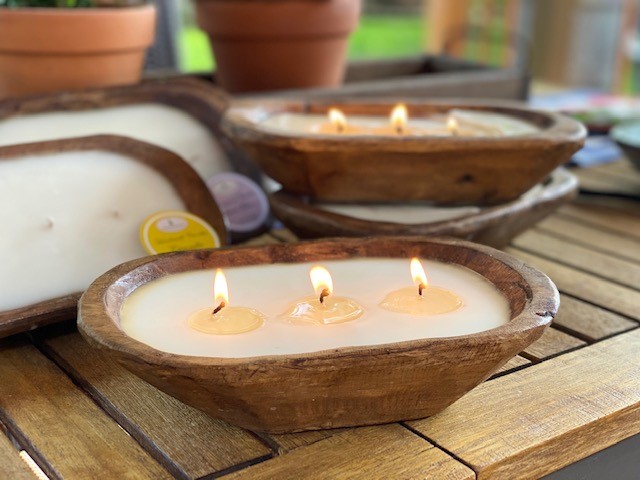 Petite Carved Bowl Candle - Click Image to Close